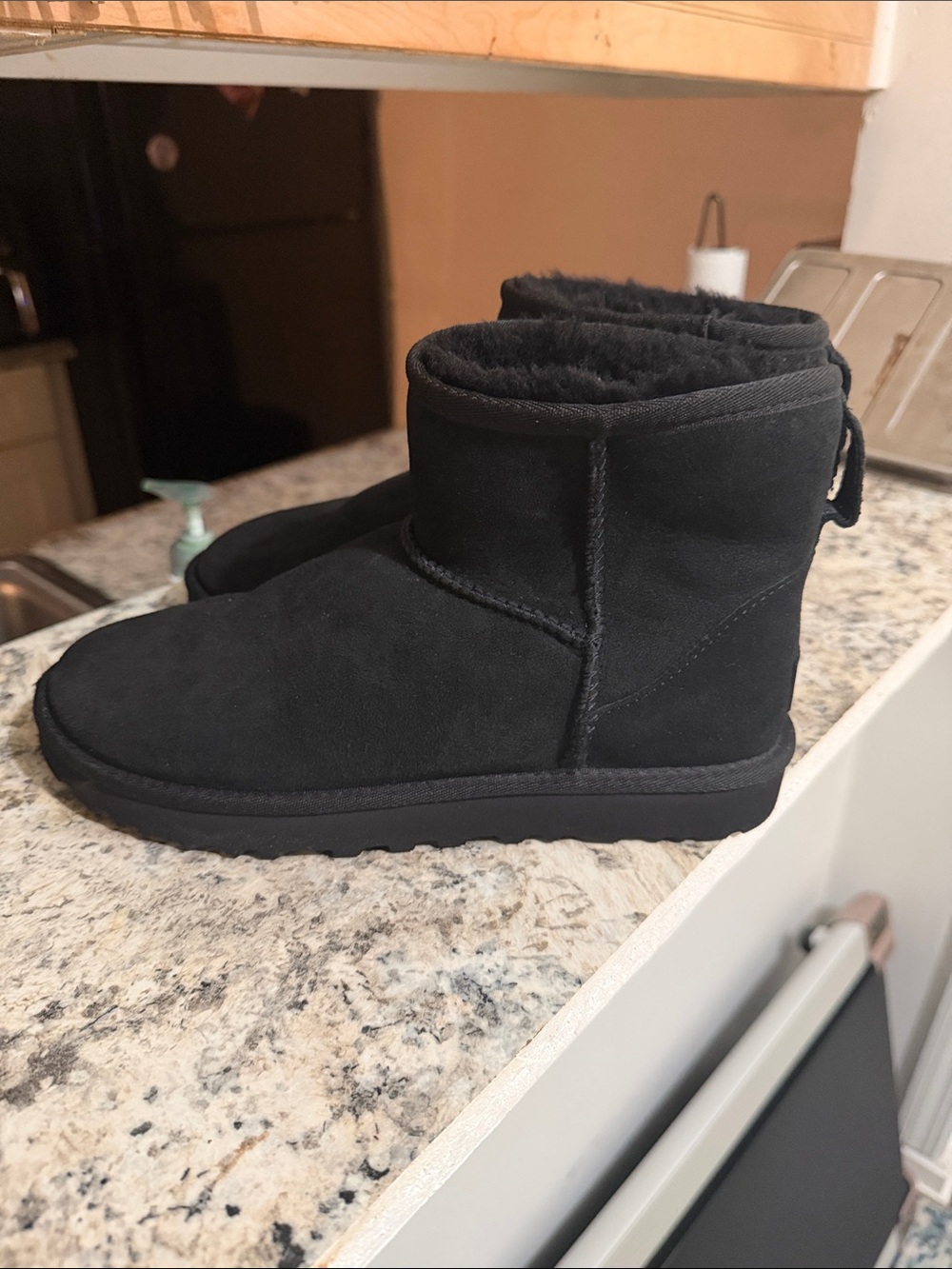 UGG Black Short Shearling-Lined Booties